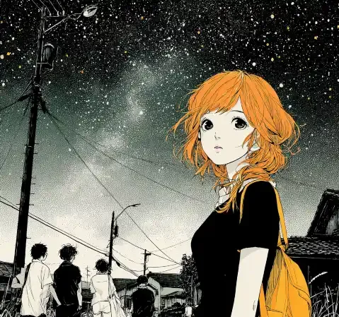 日常漫画封面风格示例：角色在房间内悠闲喝咖啡